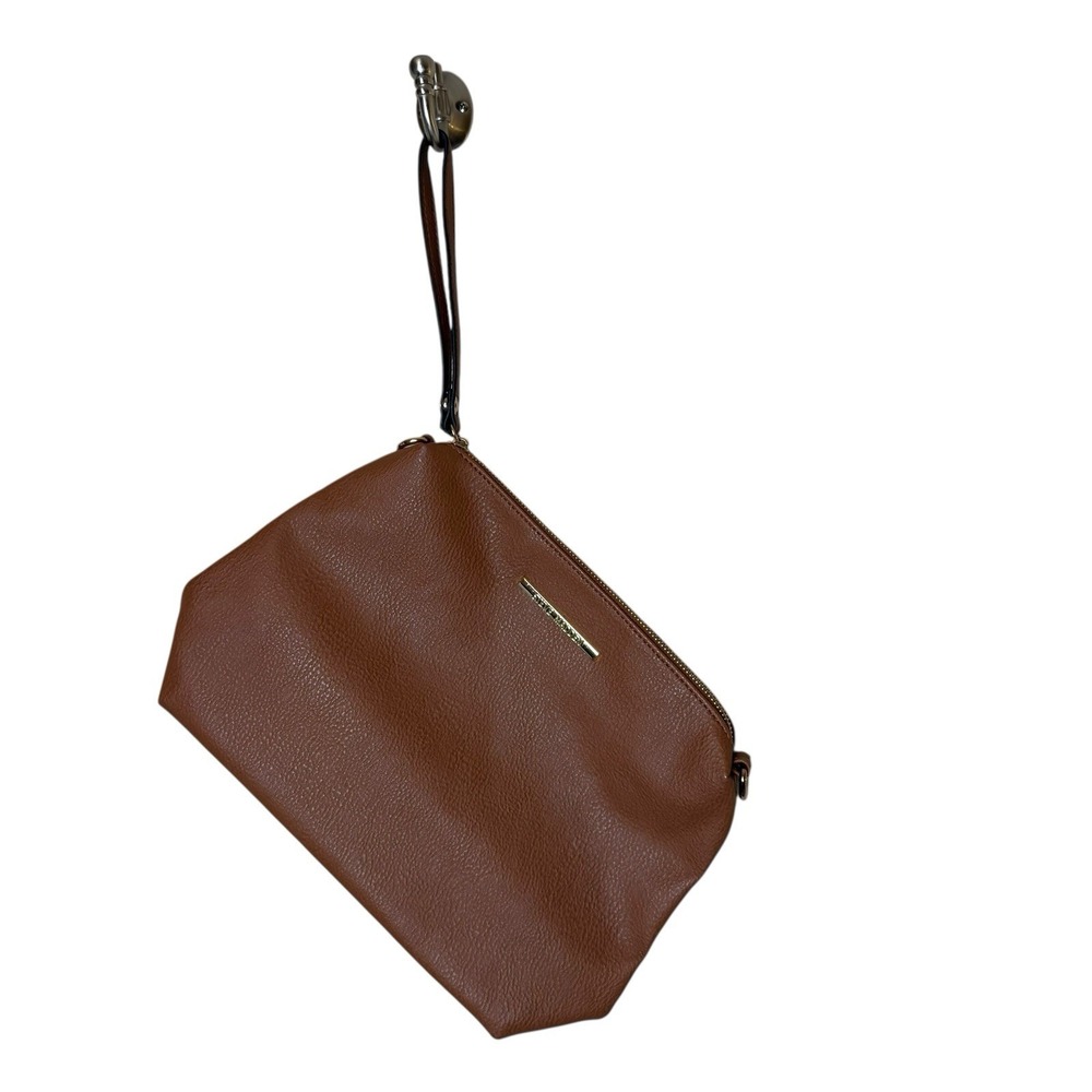 STEVE MADDEN Brown Vegan Leather Oversized Hobo Shoulder Bag & Wristlet Pouch - Picture 8 of 10